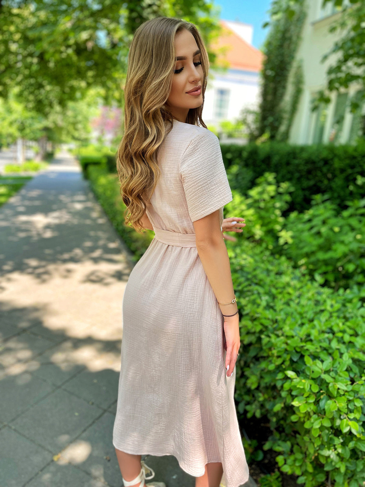 Cielista bawełniana muślinowa sukienka midi id:306