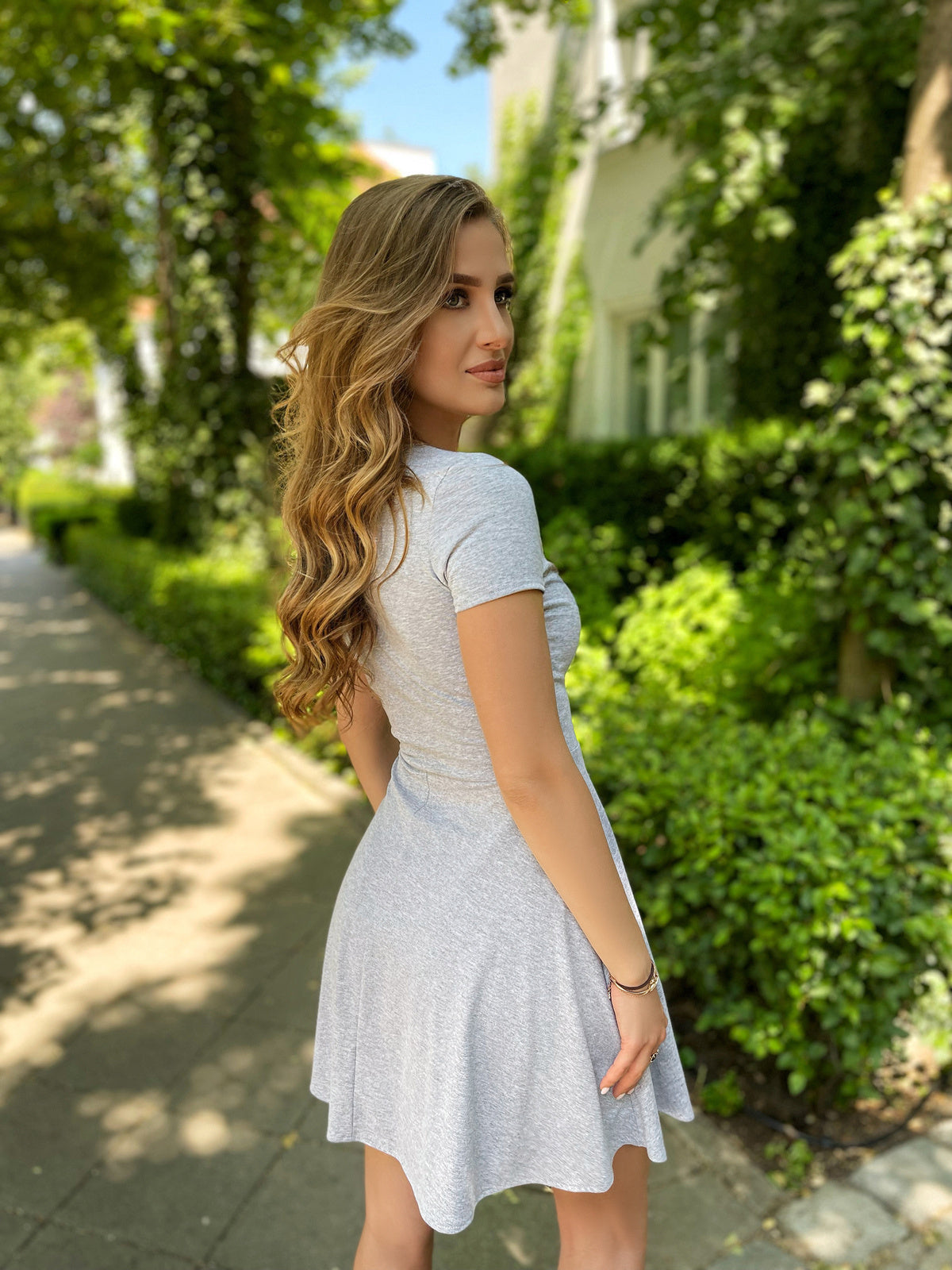 Szara bawełniana sukienka mini sukienka z wiskozy szary id:321