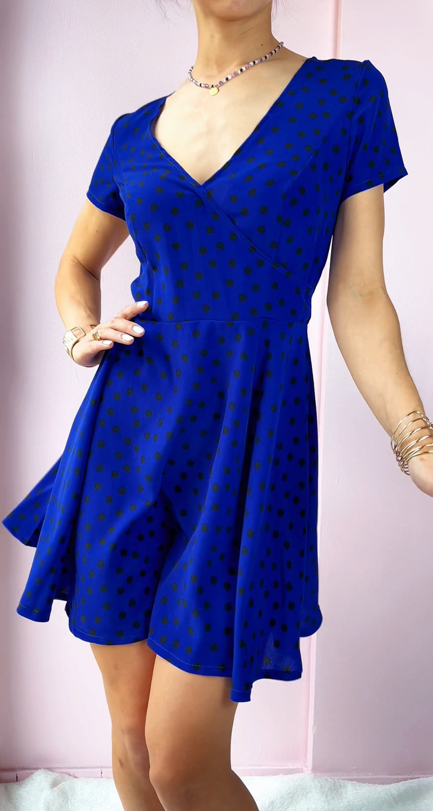 Niebieska rozkloszowana sukienka mini id:802