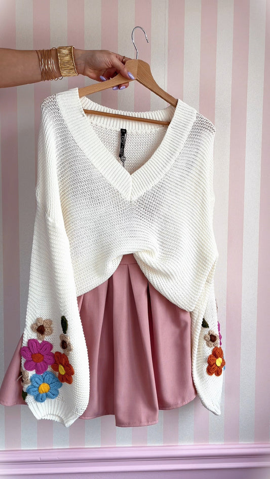 SWETER oversize w kolorowe kwiaty id:1074