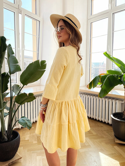 Żółta sukienka muślinowa oversize na Chrzciny i Komunie id:1856