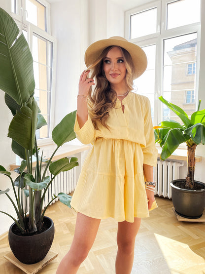 Żółta sukienka muślinowa oversize na Chrzciny i Komunie id:1856