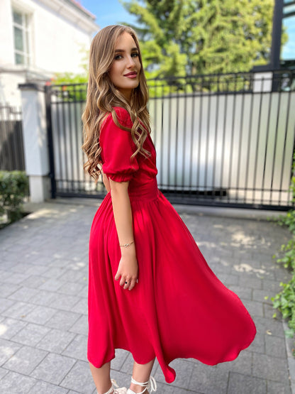 Czerwona sukienka maxi z wiskozy id:268