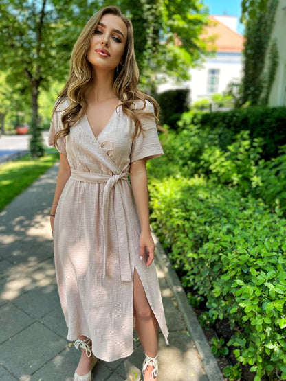 Cielista bawełniana muślinowa sukienka midi id:306