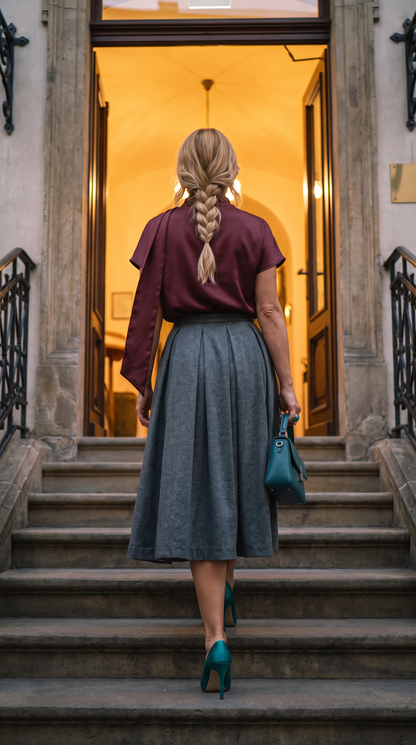 Satynowa bluzka w kolorze bordowym/wina id:2560