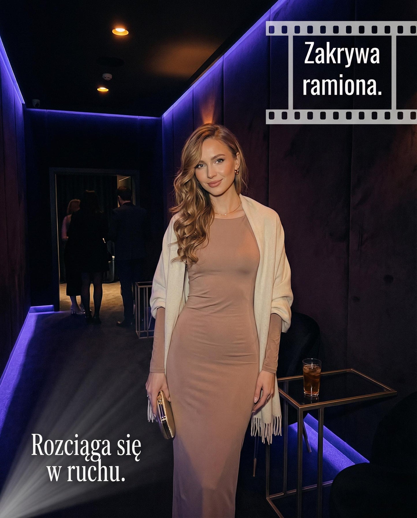 Cielisto beżowa sukienka maxi z odkrytymi plecami i marszczeniem id:941