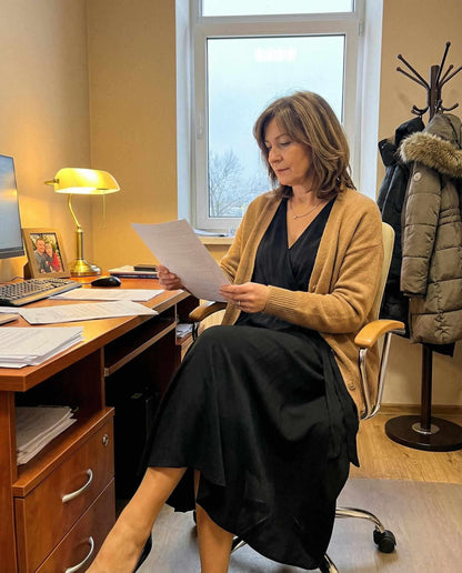 Czarna sukienka elegancka rozkloszowana z wiskozy z bufiastymi rękawami id:962A