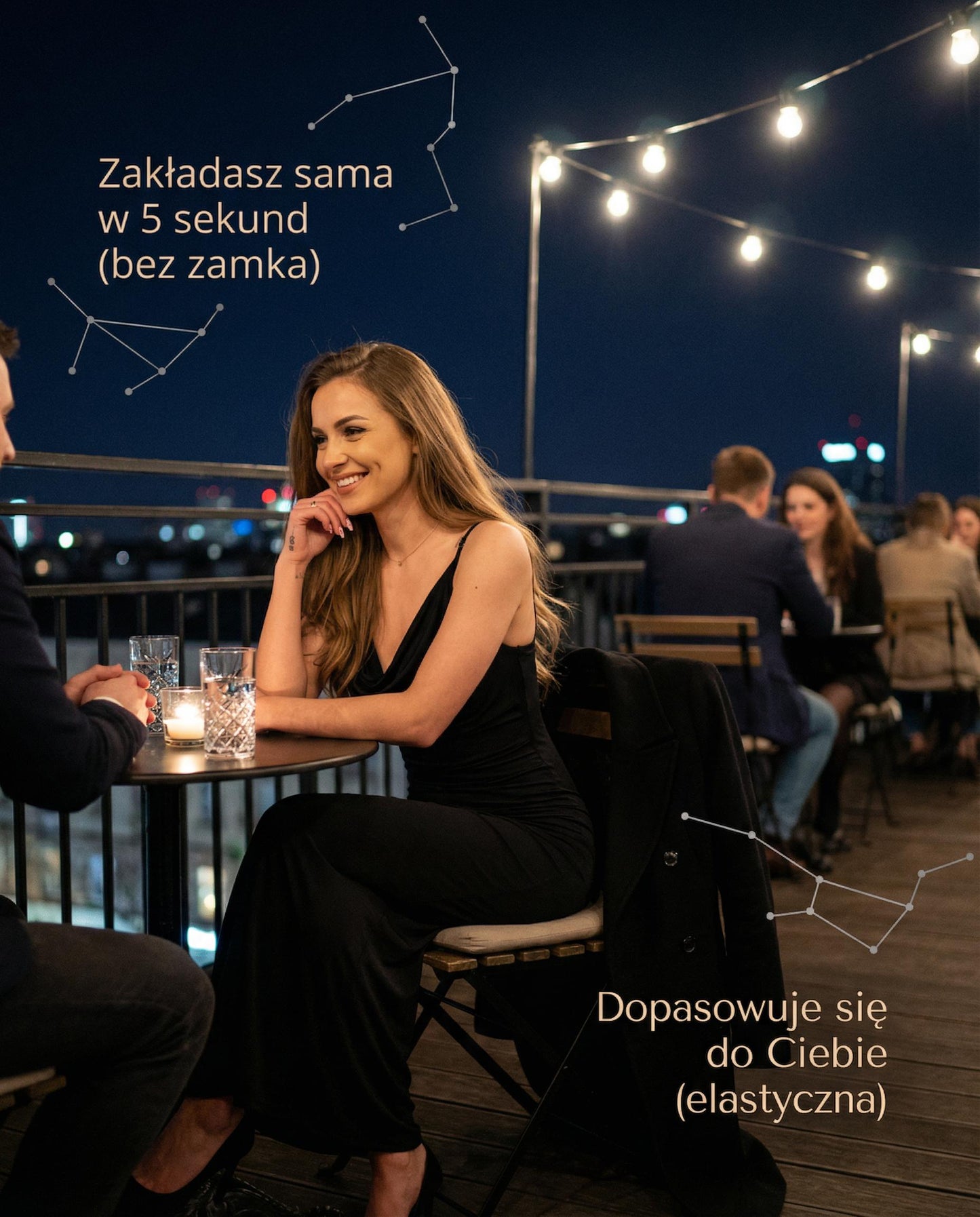 Czarna sukienka dla druhen infinity z odkrytymi plecami i marszczeniem id:984