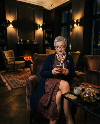 Miedziana sukienka midi z błyszczącą nitką z szerokim pasem id:137