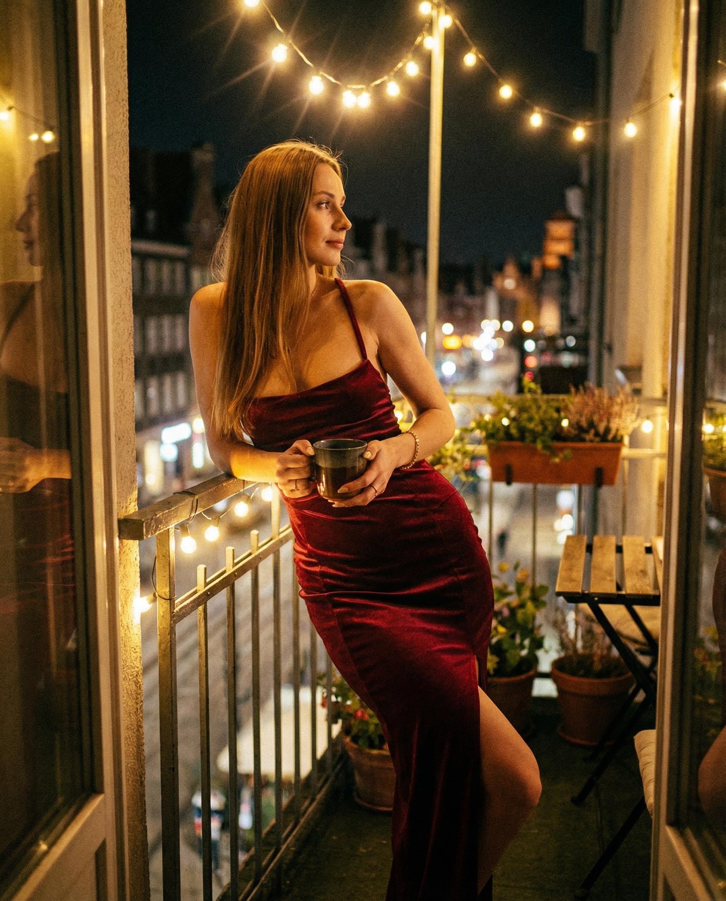 Burgundowa welurowa sukienka wieczorowa z odkrytymi plecami i wiązaniem id:1795