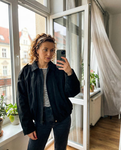 Kurtka oversize z ekozamszu – czarna id:2297