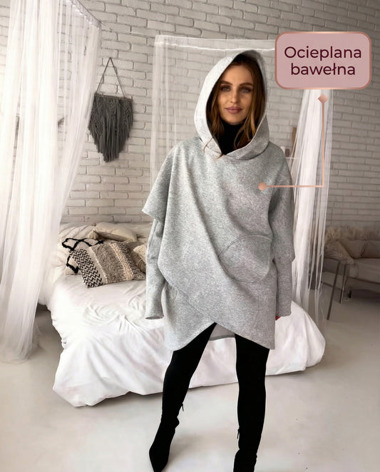 Szara asymetryczna narzutka id:1785