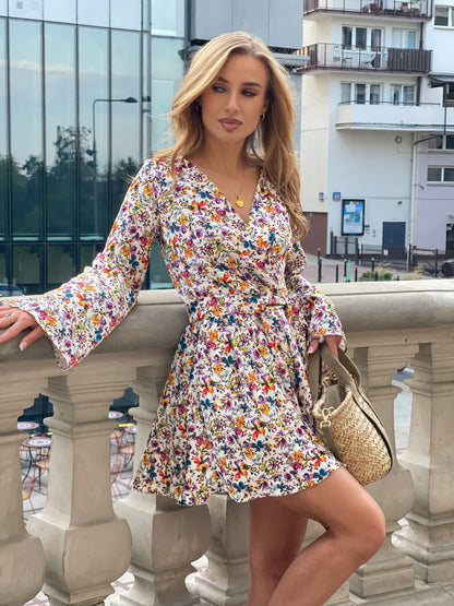 Kombinezon satynowy w kwiaty z paskiem id:2171