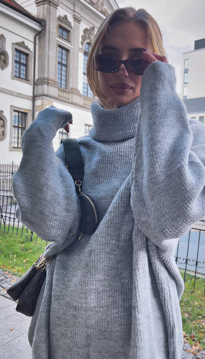 Sweter oversize z golfem w kolorze szarym id:2231