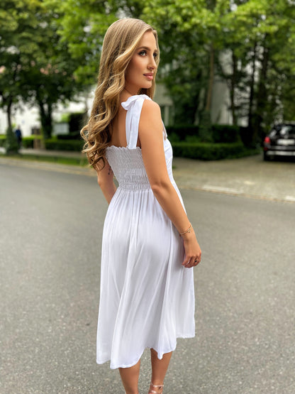 Letnia biała sukienka midi na ramiączkach id:2023