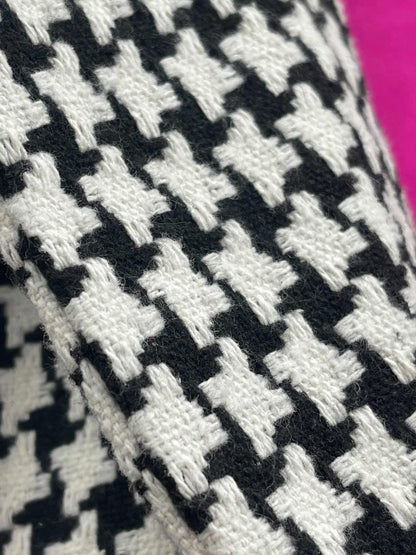 Oversize’owa marynarka żakardowa w pepitkę z fuksjową podszewką id:2301