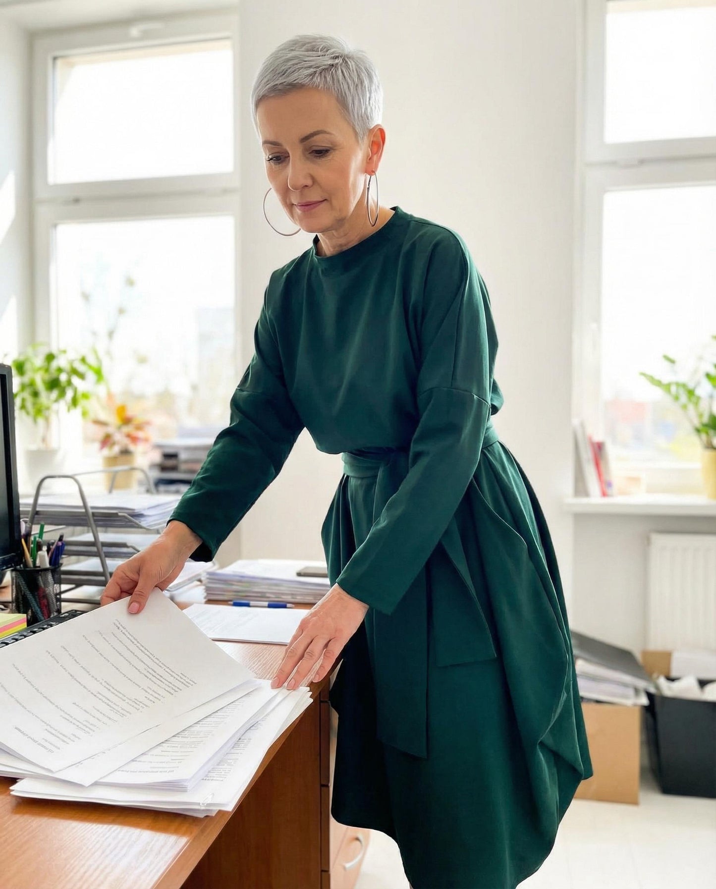 Zielona asymetryczna sukienka oversize id:2039A