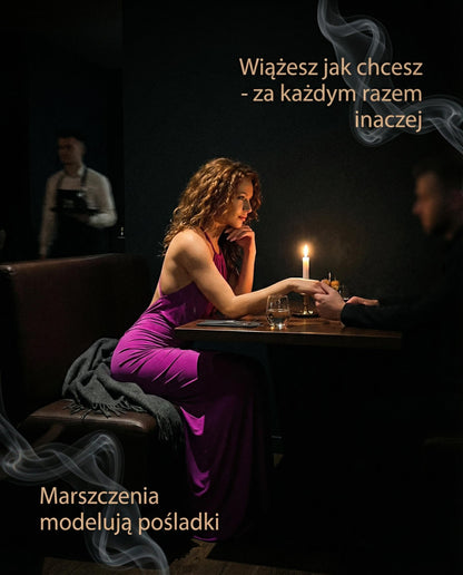 Fioletowa sukienka dla druhen infinity z głęboko odkrytymi plecami i marszczeniem id:974