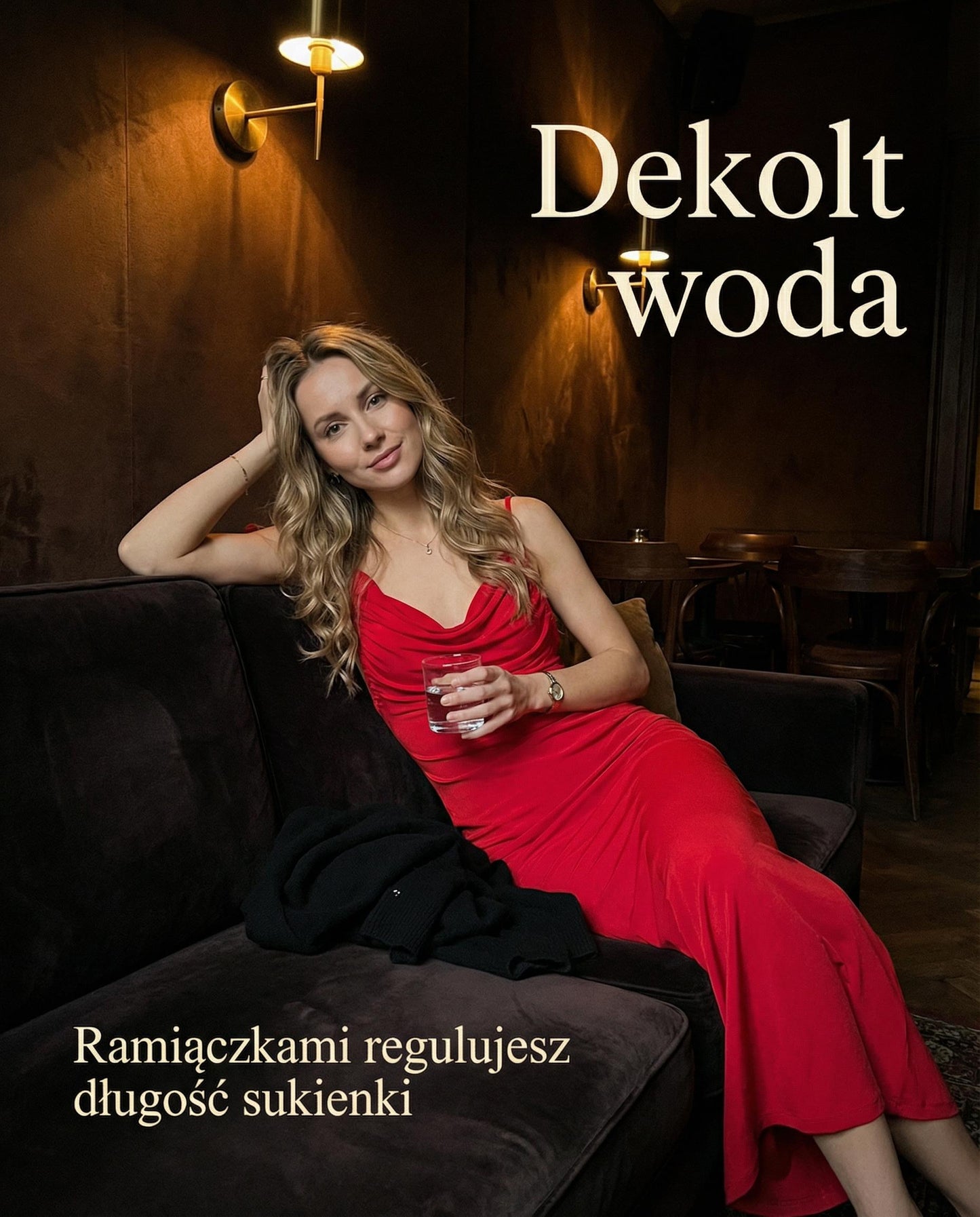 Czerwona sukienka maxi na ramiączkach z głęboko odkrytymi plecami i marszczeniem id:1148