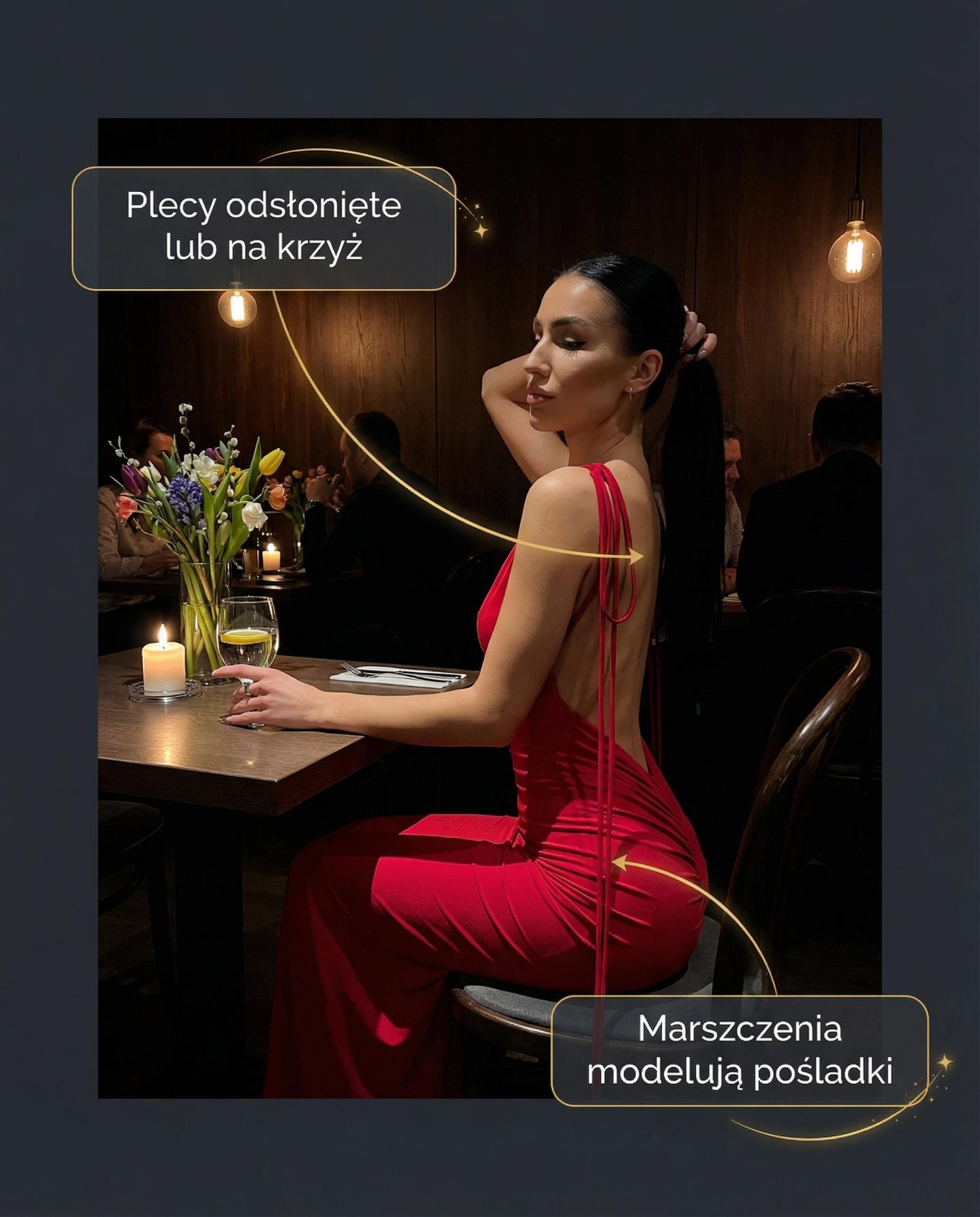 Czerwona sukienka maxi na ramiączkach z głęboko odkrytymi plecami i marszczeniem id:1148