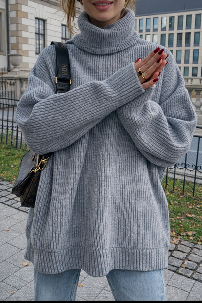 Sweter oversize z golfem w kolorze szarym id:2231