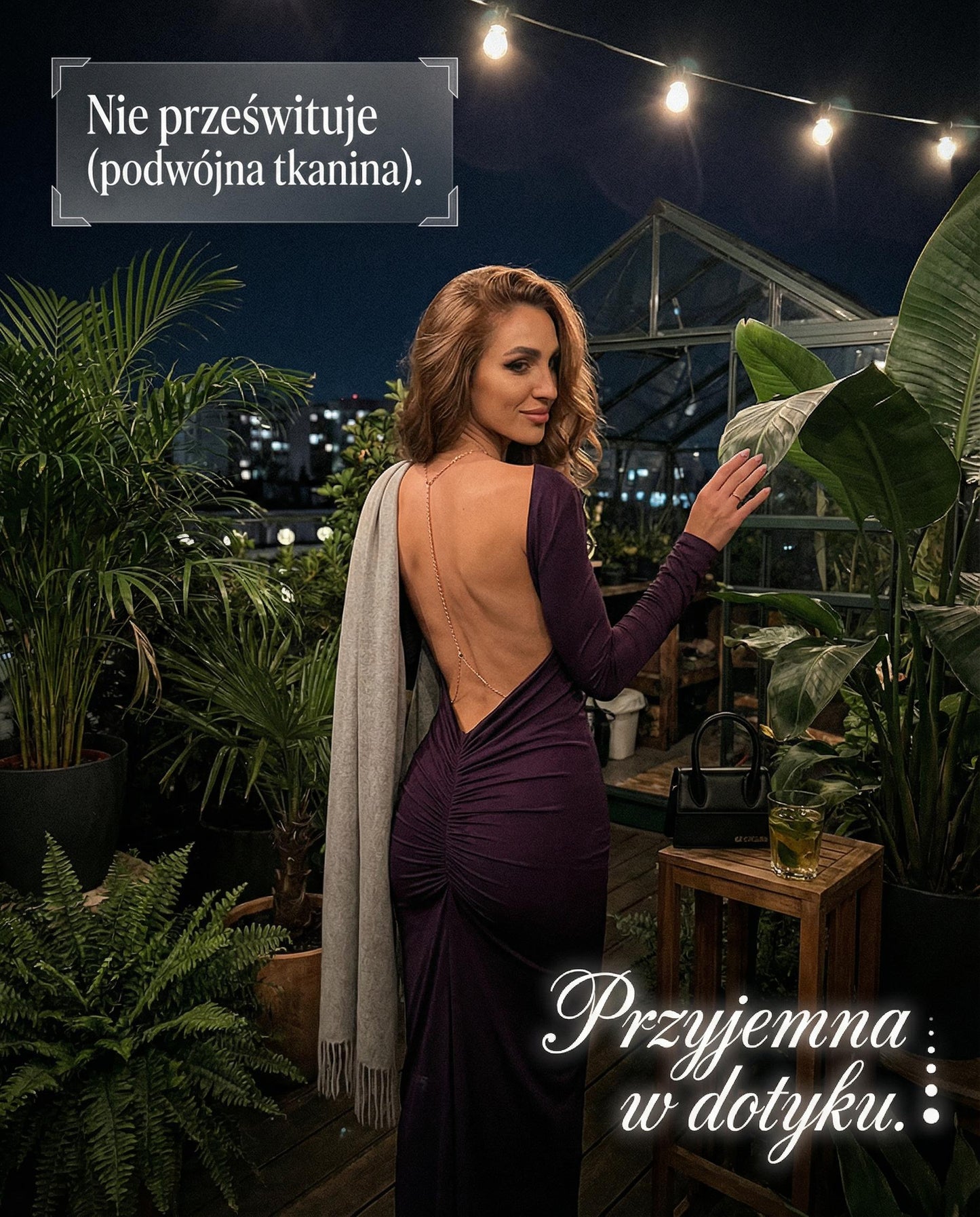 Fioletowa sukienka na studniówkę maxi z odkrytymi plecami i marszczeniem id:947