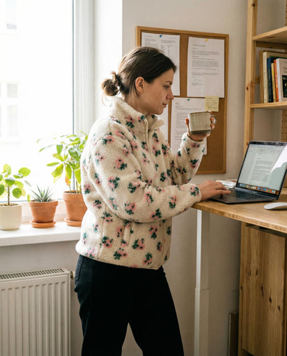 Miękka bluza polarowa typu baranek w kwiatowy wzór id:2335