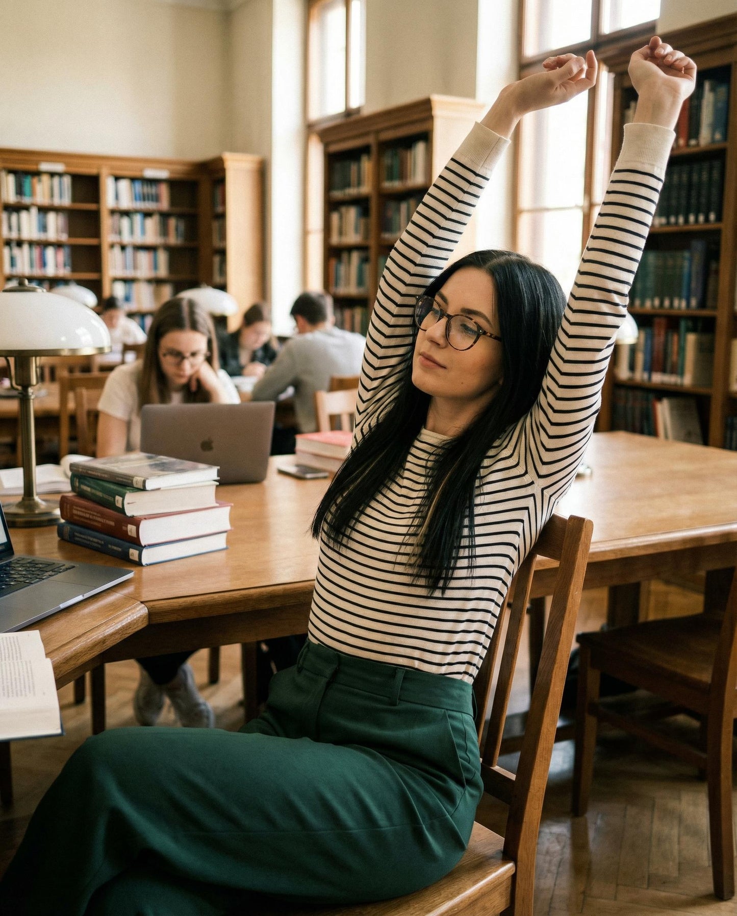 Beżowy Klasyczny Sweter w Paski id:2371