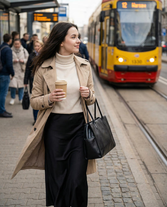Satynowa spódnica midi o szlachetnym połysku w kolorze czarnym id:2434