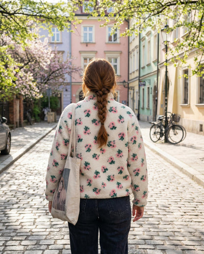 Miękka bluza polarowa typu baranek w kwiatowy wzór id:2335