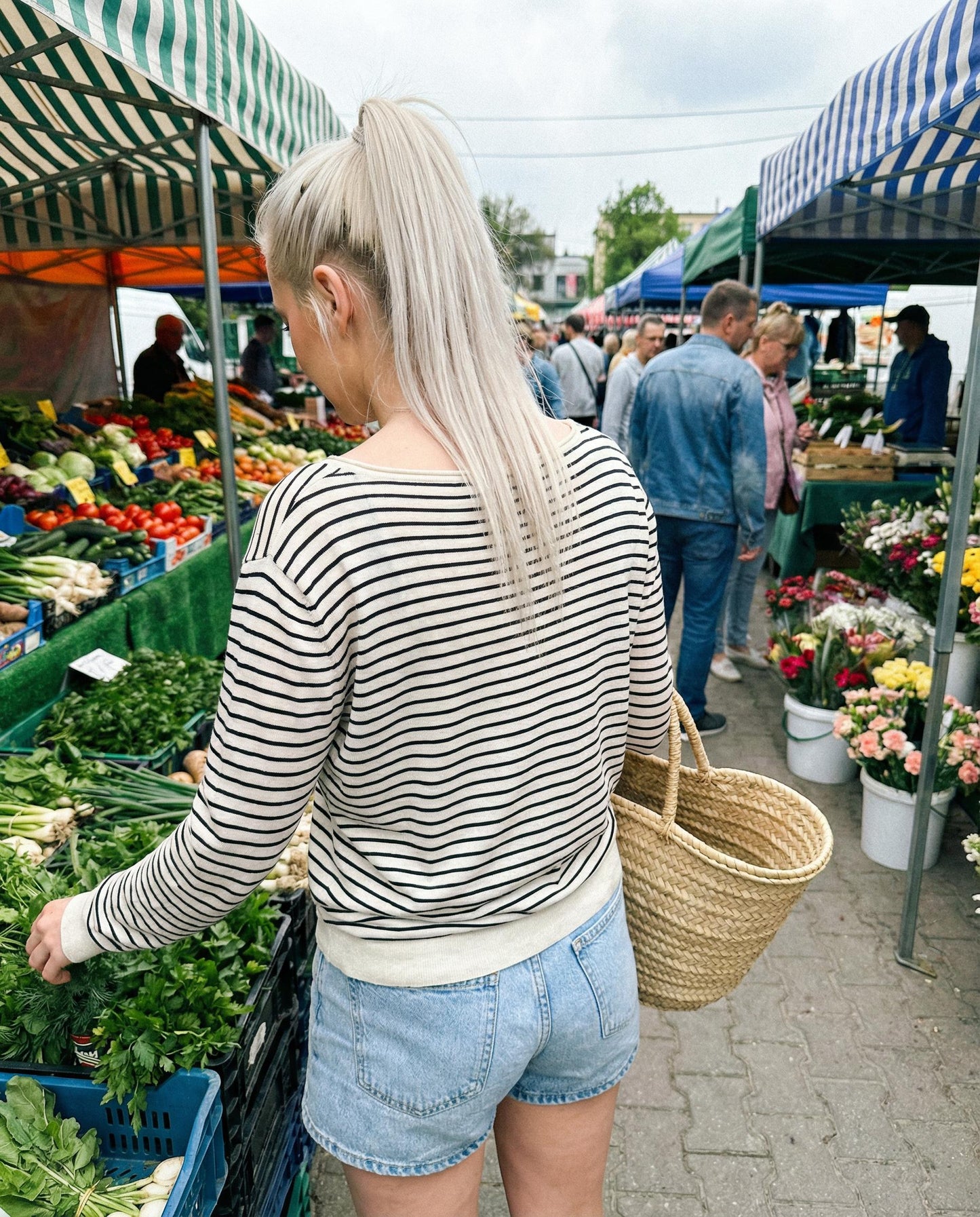 Beżowy Klasyczny Sweter w Paski id:2371