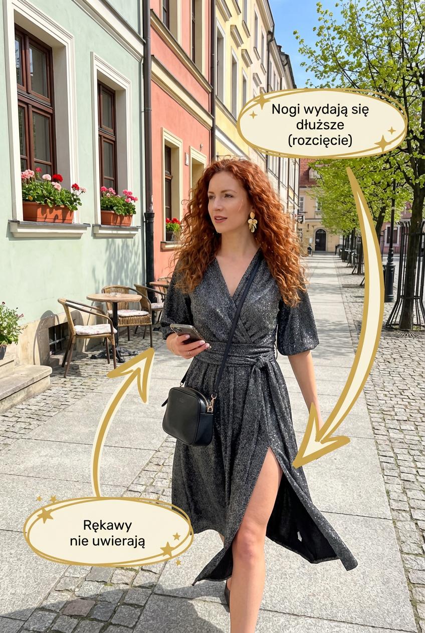 Srebrna sukienka midi z błyszczącą nitką z szerokim pasem id:2273