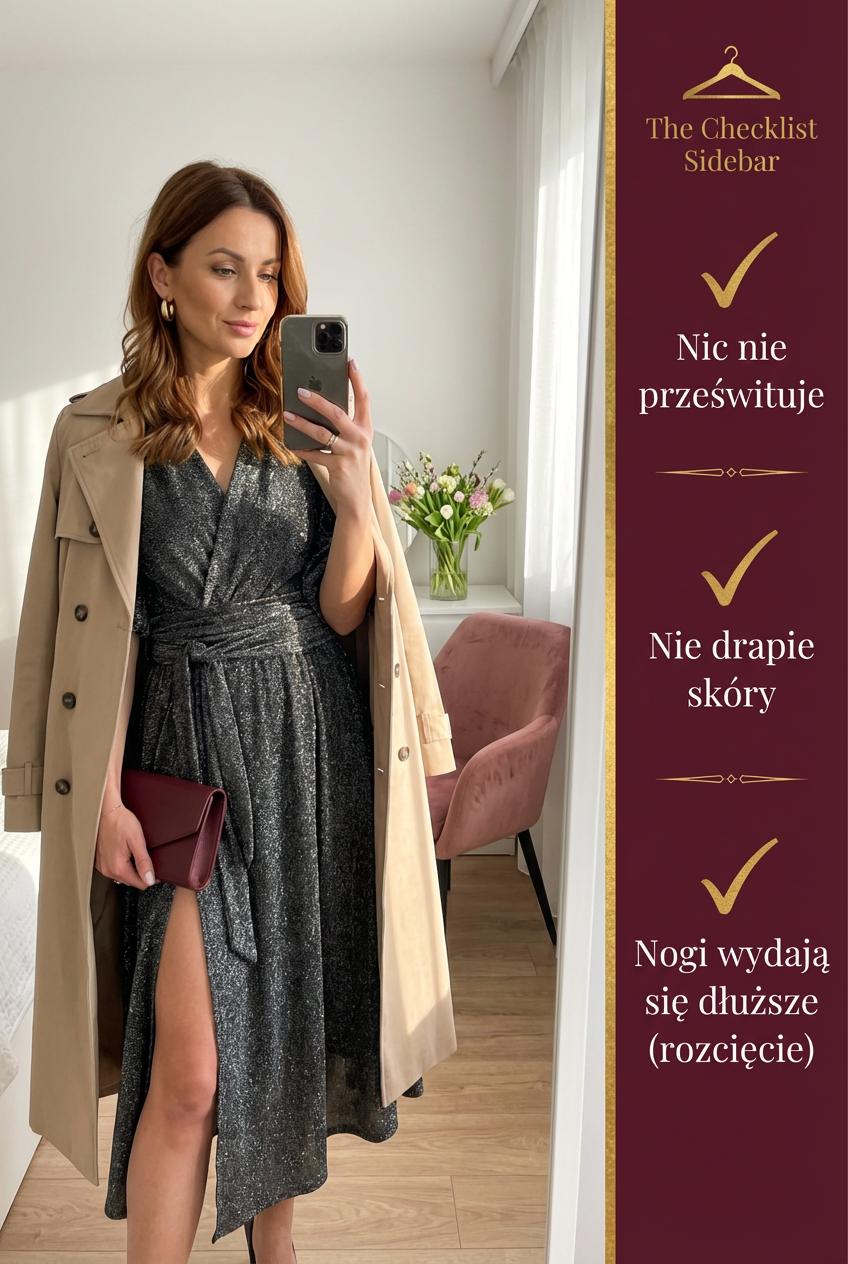 Srebrna sukienka midi z błyszczącą nitką z szerokim pasem id:2273