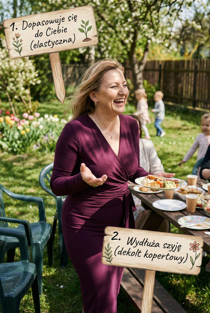 Śliwkowa dopasowana sukienka midi z podszewką ID:122A