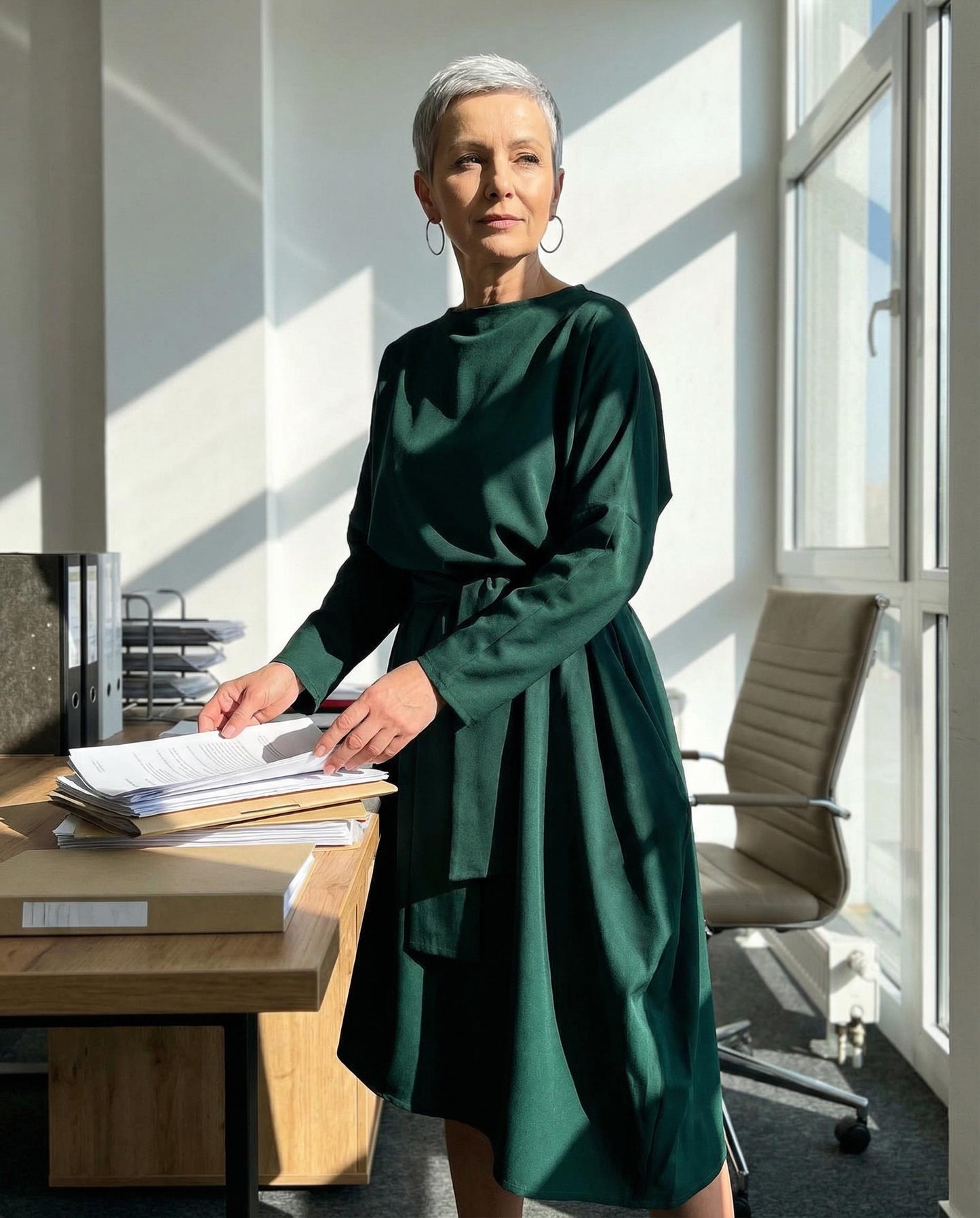 Zielona asymetryczna sukienka oversize id:2039A