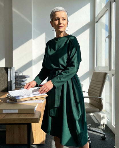 Zielona asymetryczna sukienka oversize id:2039A