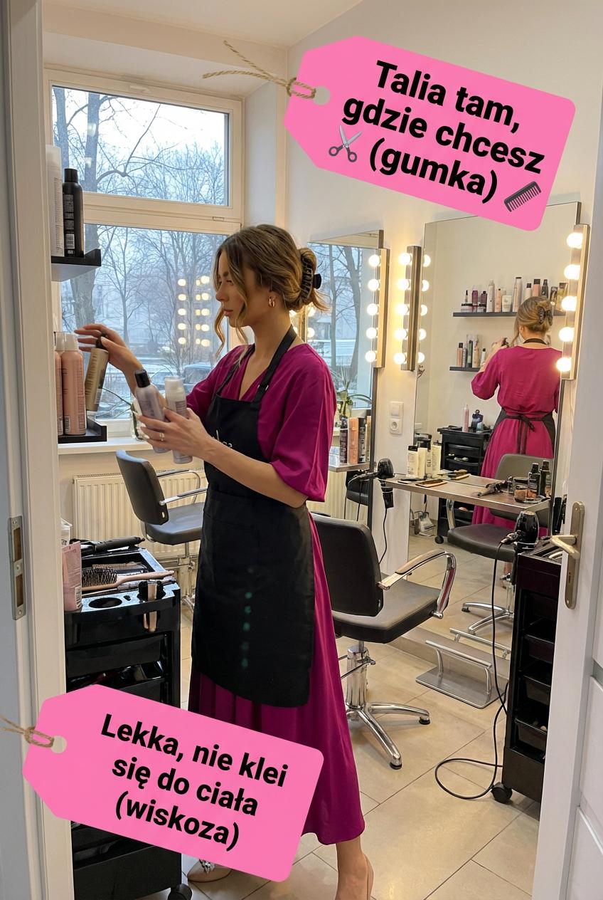 Śliwkowa sukienka maxi z wiskozy bufiastymi rękawami id:641