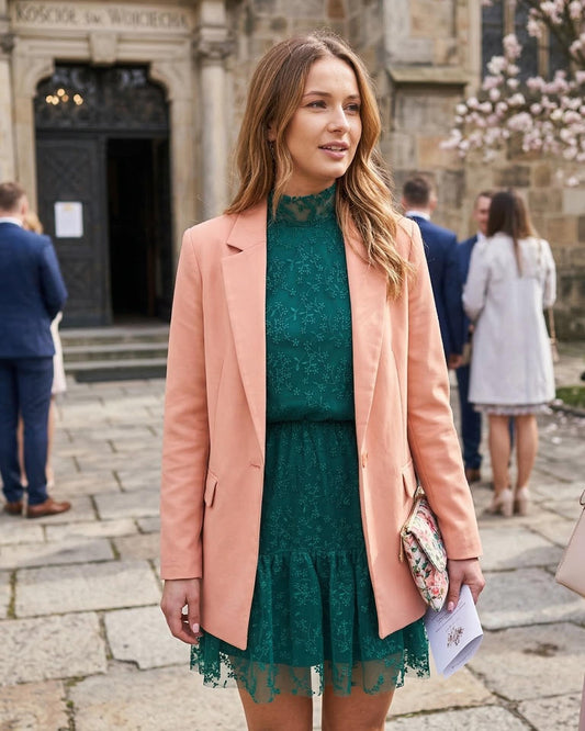 Koronkowa sukienka na wesele seledynowa dekolt halter bez rękawów odkryte ramiona id:2186