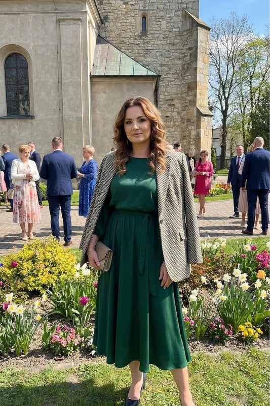 Butelkowo zielona rozkloszowana sukienka maxi z wiskozy id:60