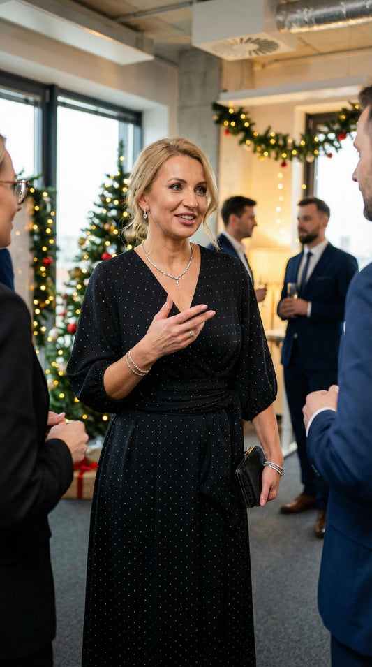 Czarna rozkloszowana sukienka midi z kryształkami szerokim pasem i bufkami id:1740