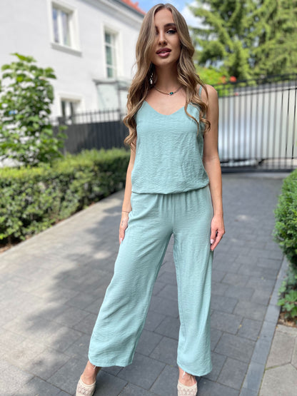 Komplet w kolorze miętowym z topem i spodniami id:426
