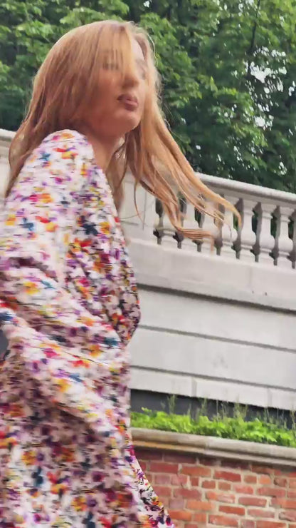 Kombinezon satynowy w kwiaty z paskiem id:2171