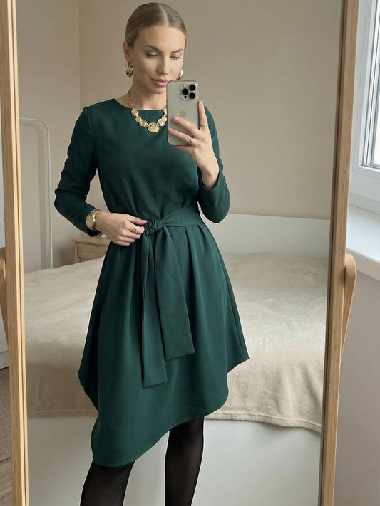 Zielona asymetryczna sukienka oversize id:2039 (850)