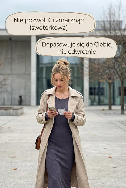 Szara prążkowana sukienka sweterkowa midi na codzień z wiskozy długim rękawem id:1594