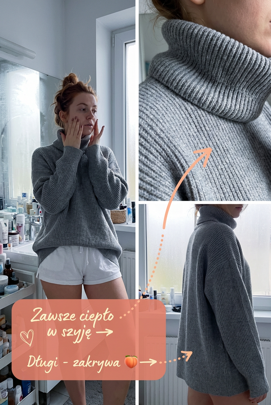 Sweter oversize z golfem w kolorze szarym id:2231