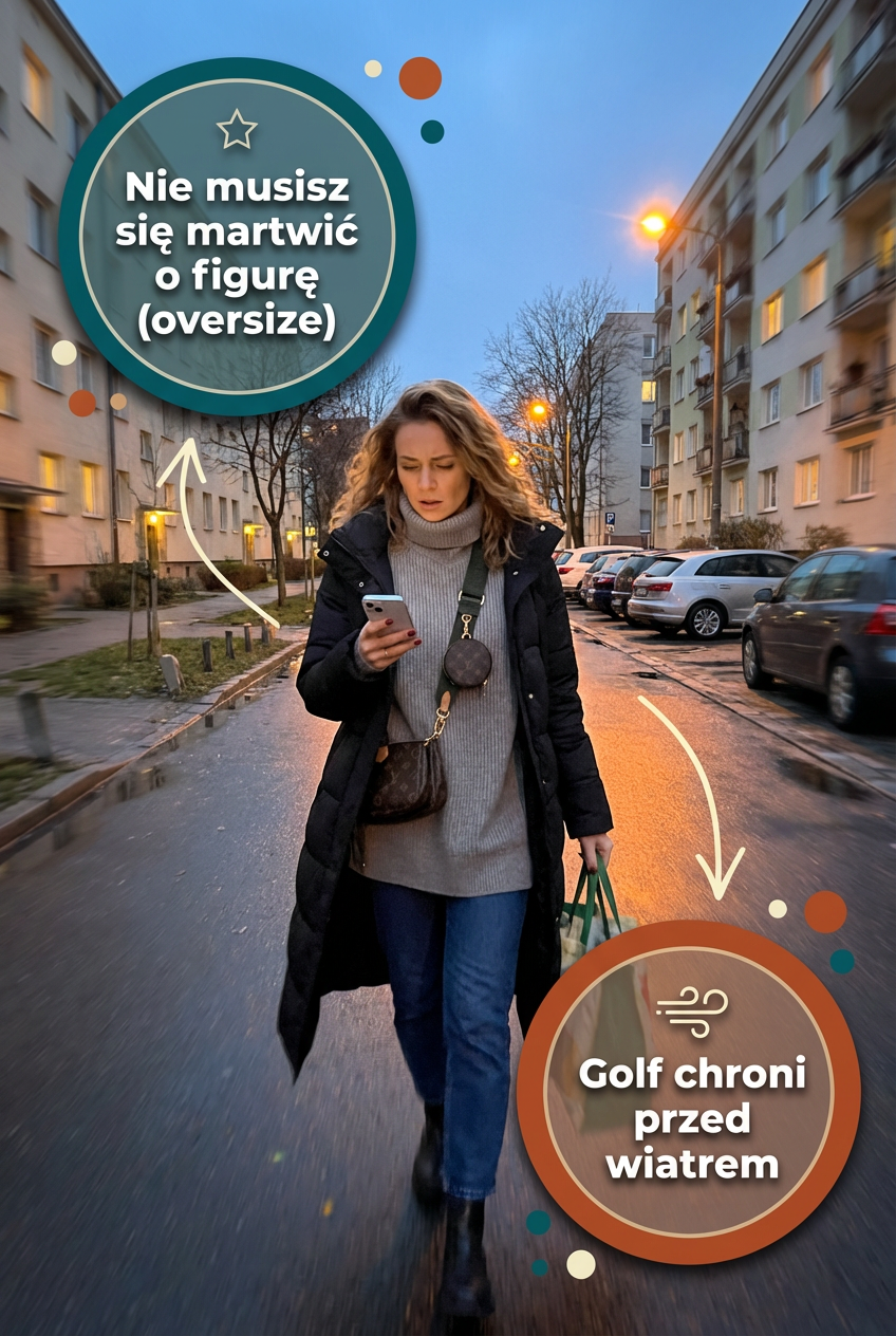 Sweter oversize z golfem w kolorze szarym id:2231