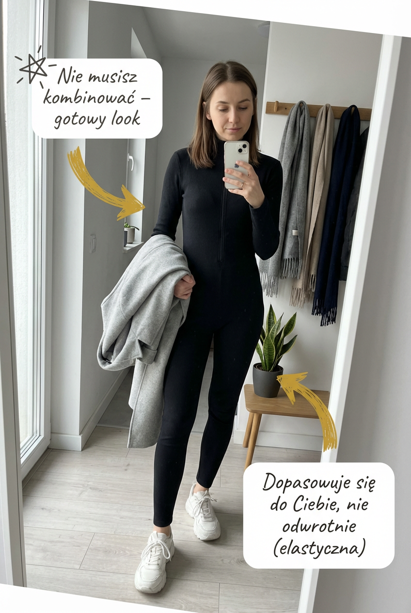 Czarny bawełniany kombinezon prążkowany z długim rękawem id:1260