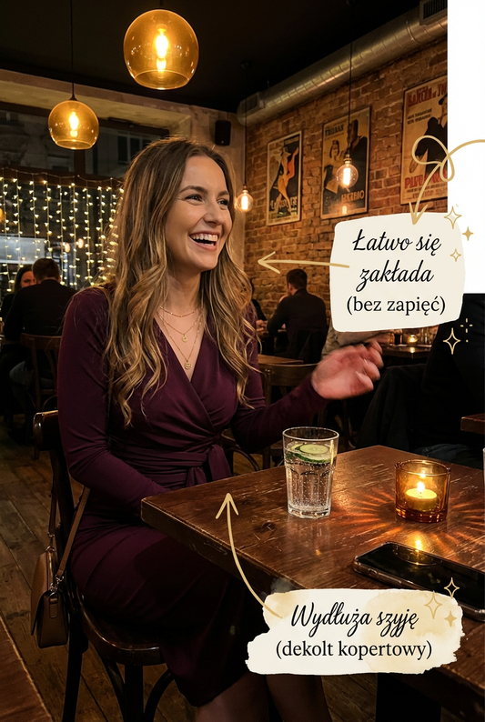 Fioletowa sukienka midi w odcieniu śliwkowym z podszewką ID:122