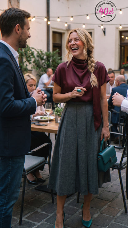 Satynowa bluzka w kolorze bordowym/wina id:2560